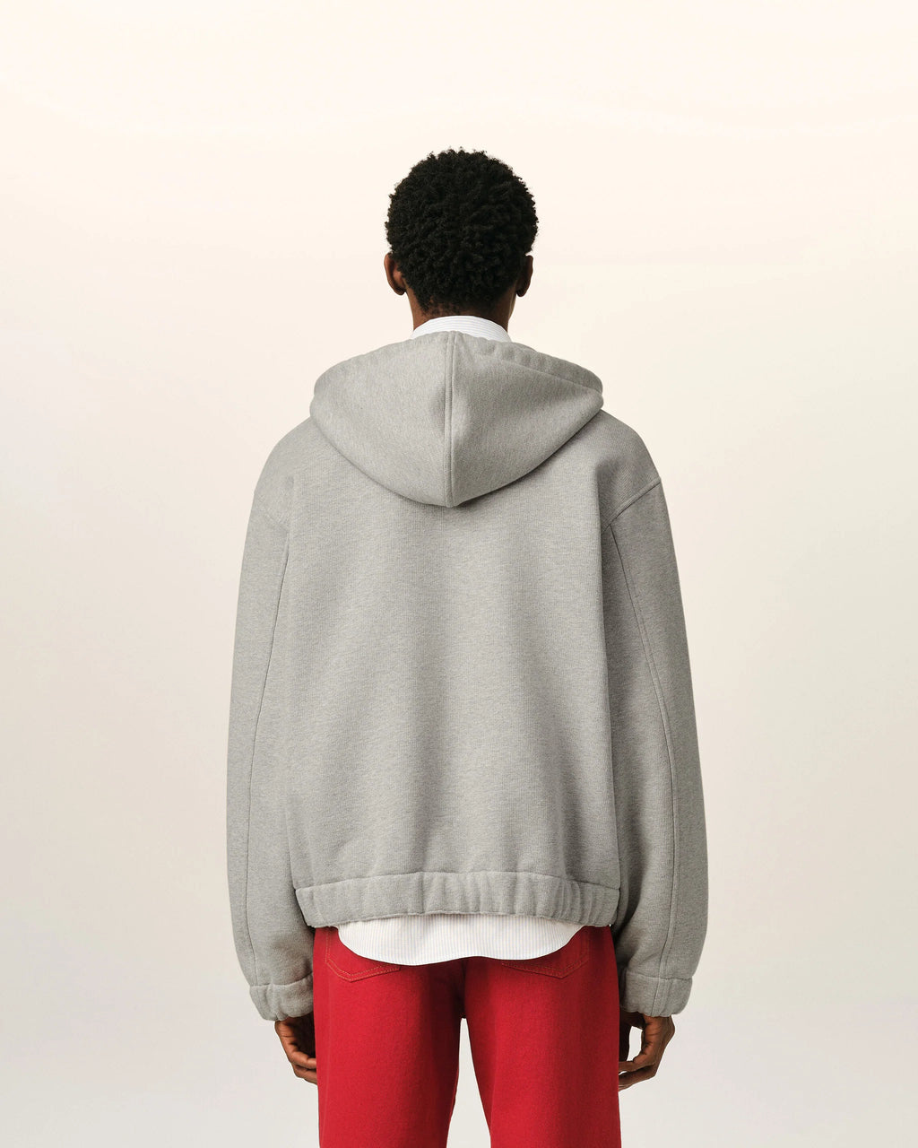 AMI - Hoodie Zippé Heritage Label Gris Cendre Chiné