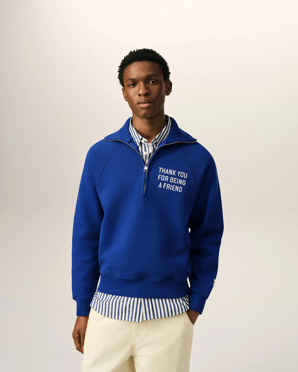 AMI - Sweat Zippé Thank you For Being a Friend Royal Blue