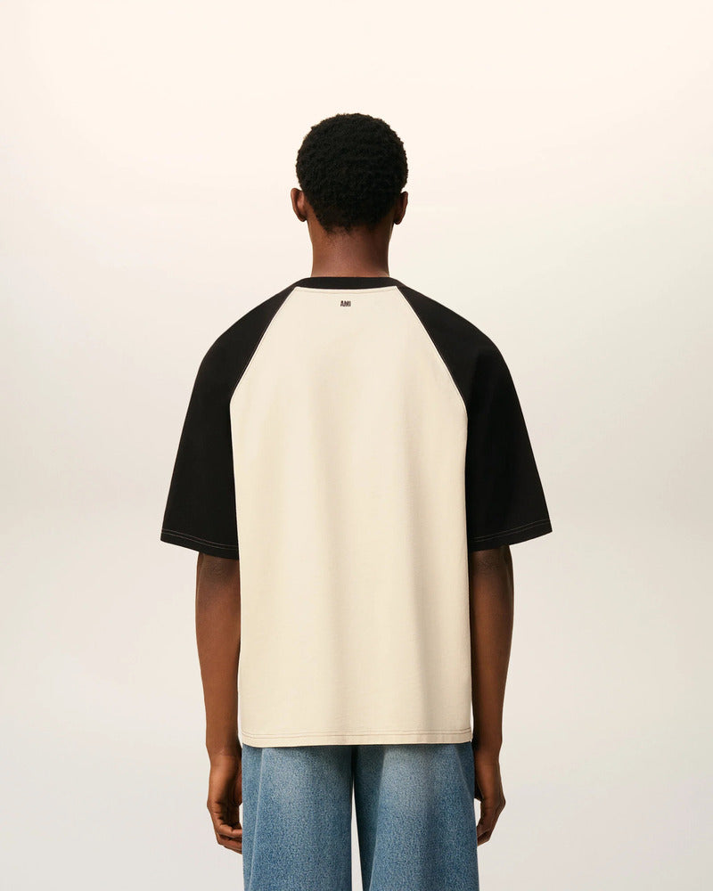 AMI - T-Shirt Ami de Coeur Bicolore Ivory/Black