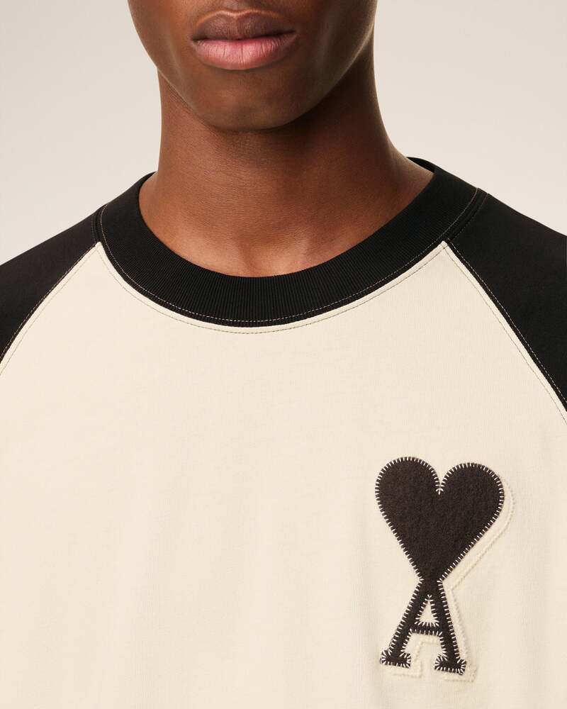 AMI - T-Shirt Ami de Coeur Bicolore Ivory/Black