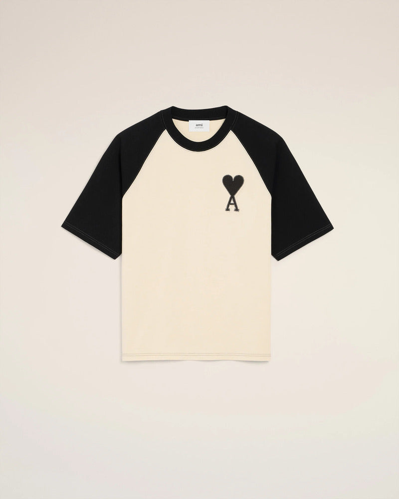 AMI - T-Shirt Ami de Coeur Bicolore Ivory/Black