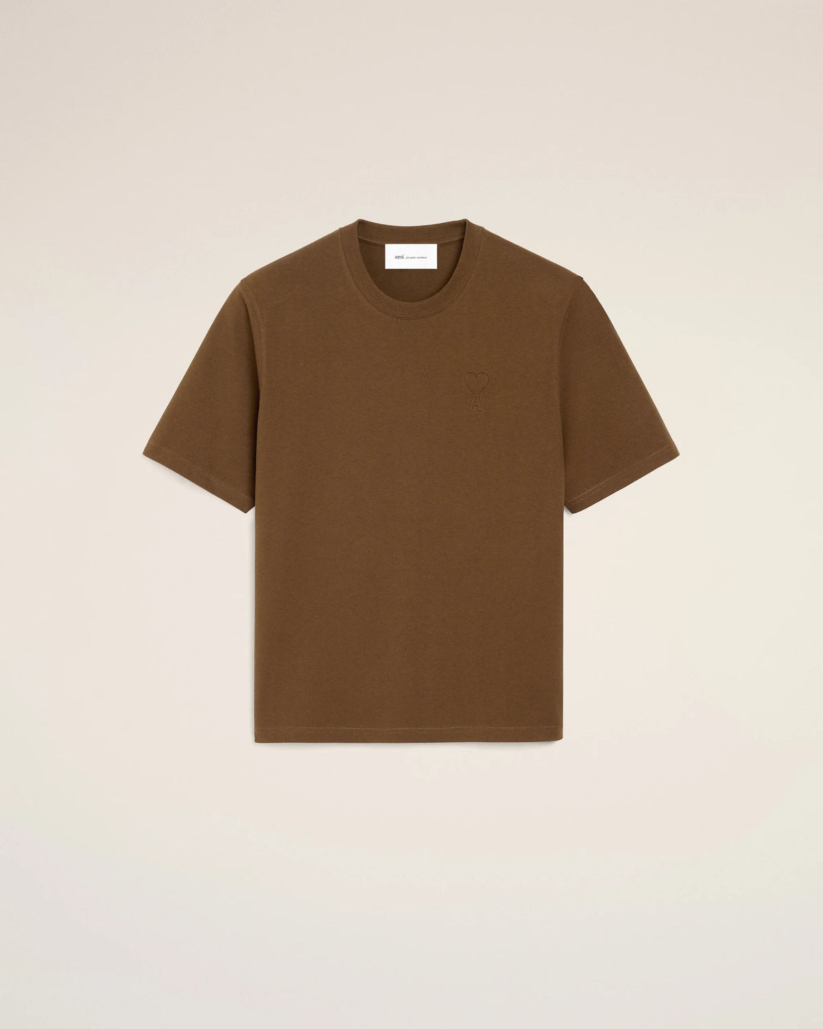 AMI - Tee-shirt Ami de Coeur embossé Marron Chocolat