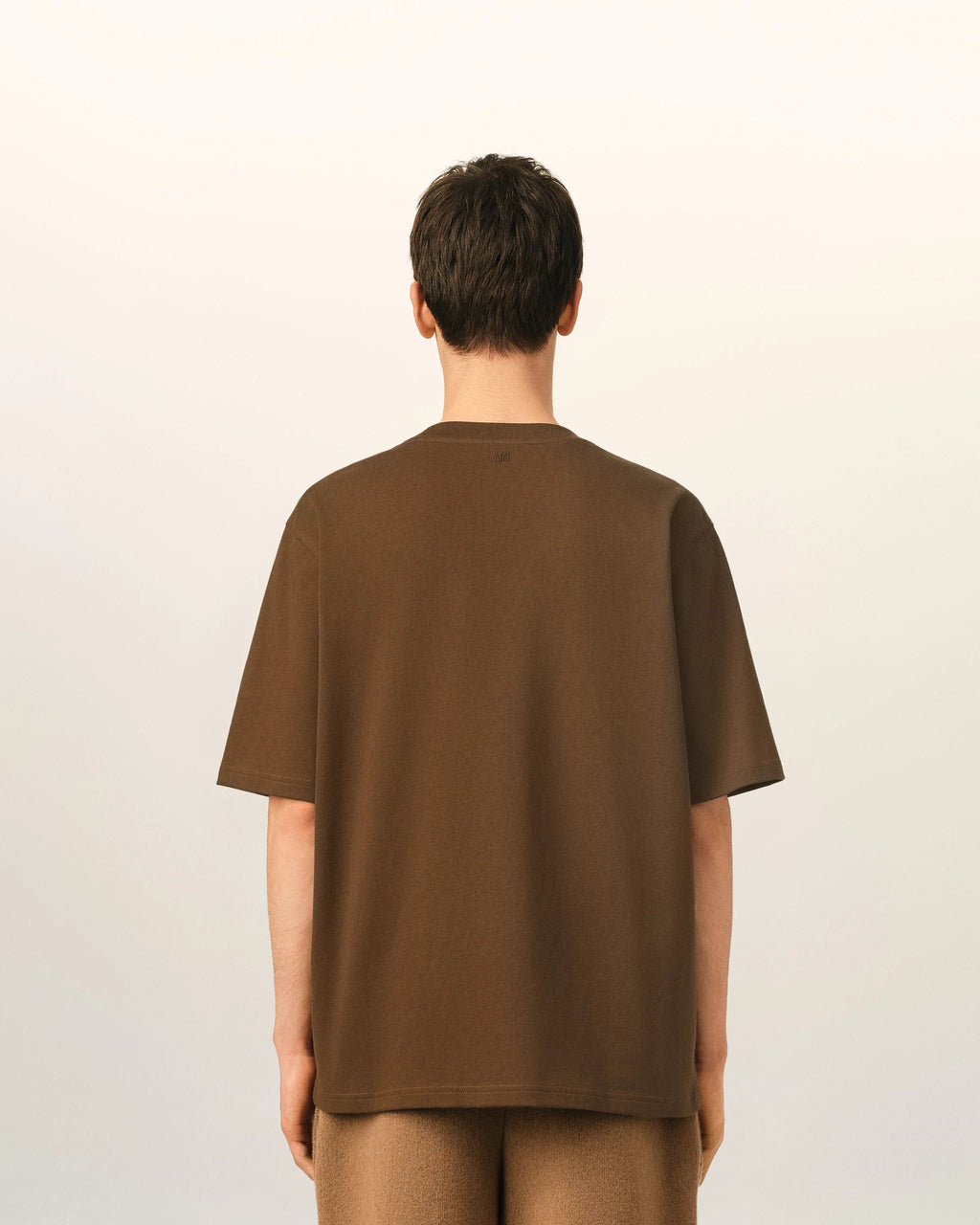 AMI - Tee-shirt Ami de Coeur embossé Marron Chocolat