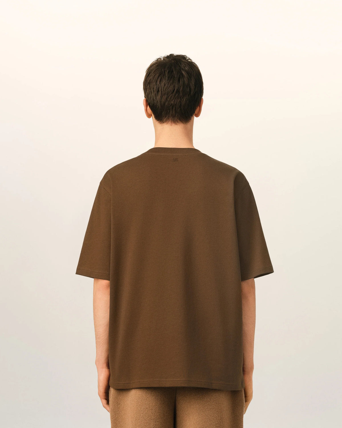 AMI - Tee-shirt Ami de Coeur embossé Marron Chocolat