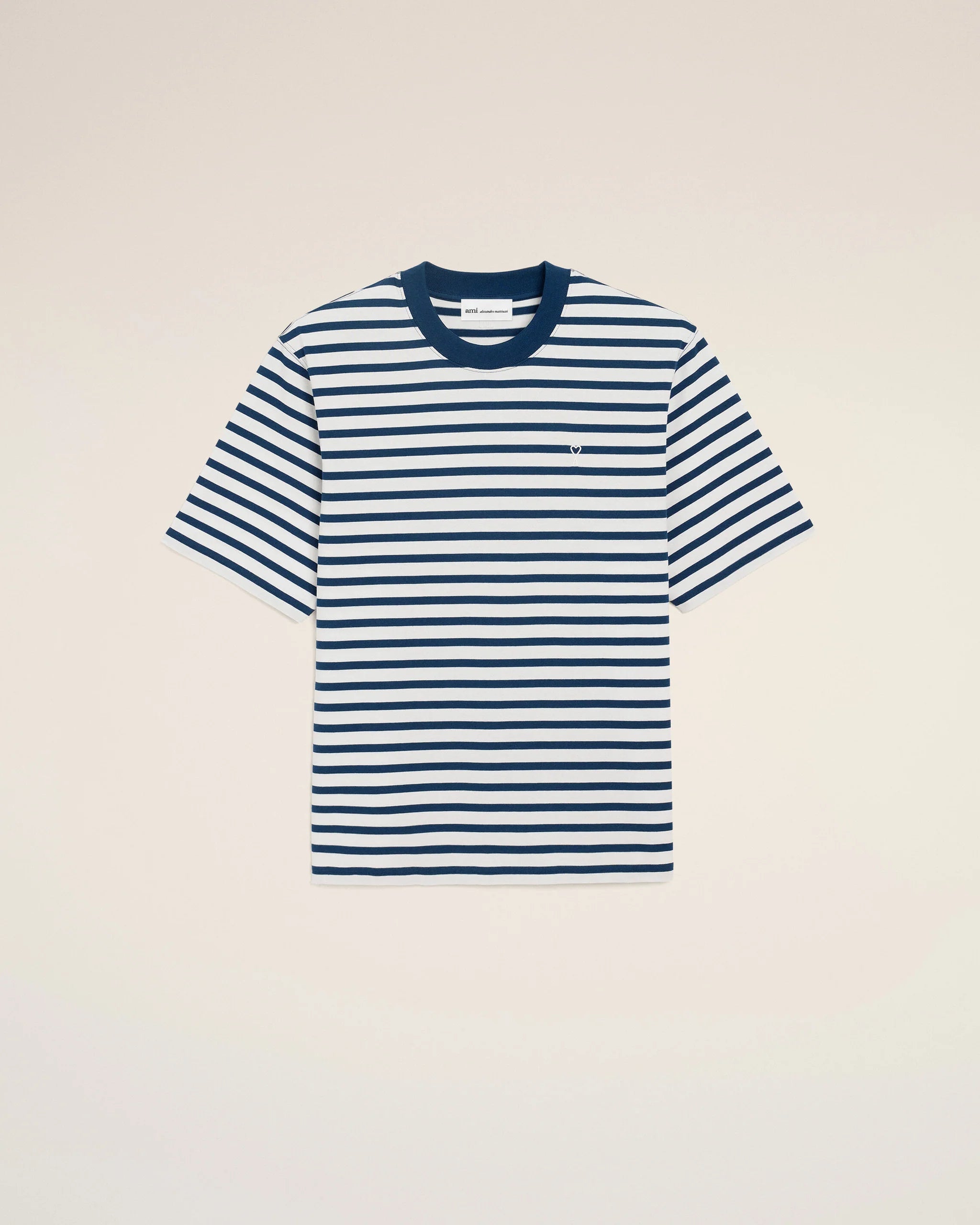 AMI - T-shirt Marinière Ami de Coeur Encre/Blanc