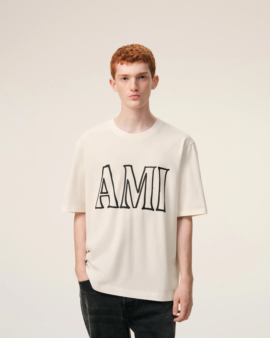 AMI - T-shirt Imprimé Ami Paris Blanc Créme