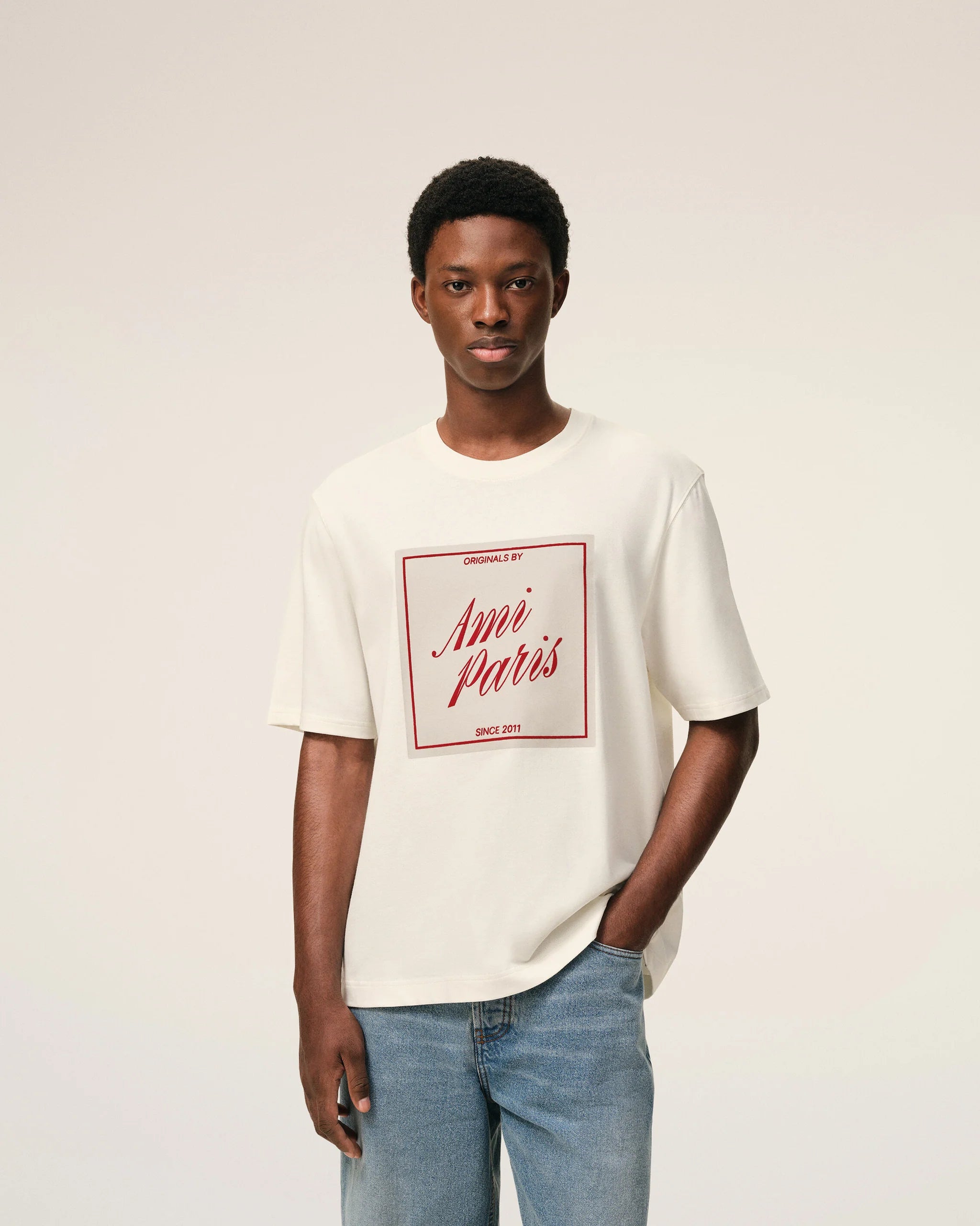 AMI - T-shirt Imprimé Ami Héritage Blanc Créme