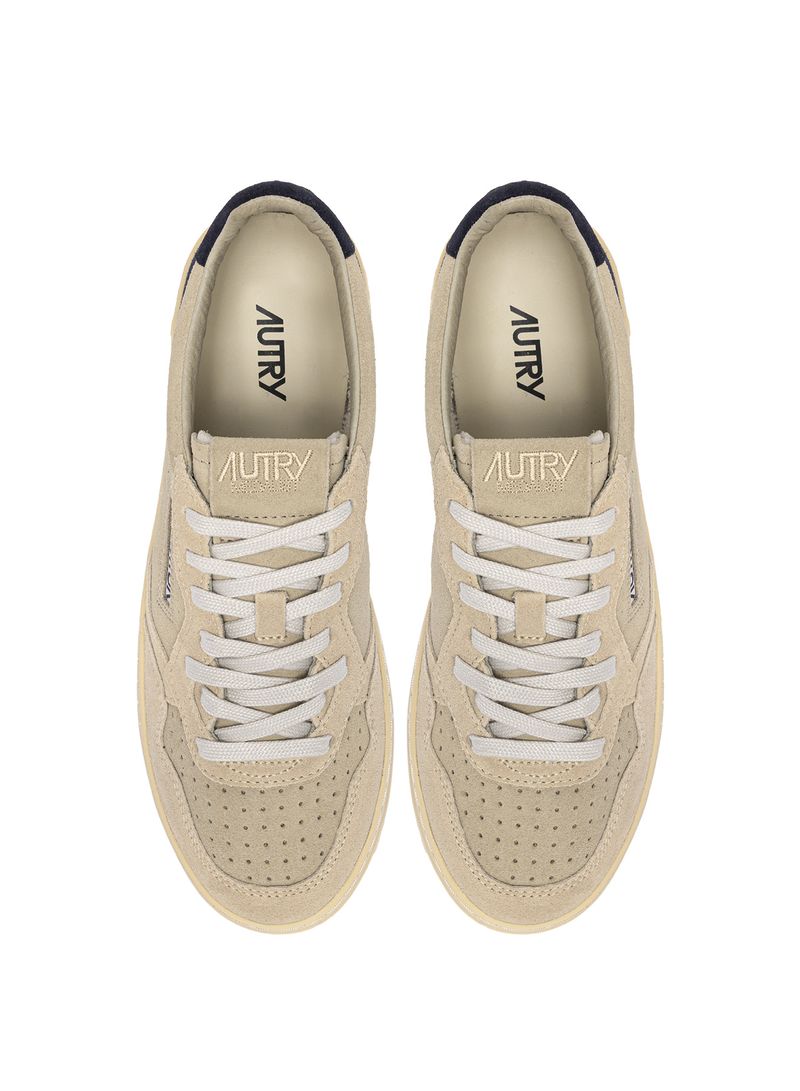 AUTRY - Basket Medalist Low Tricolor suede Ecru/BlueSp