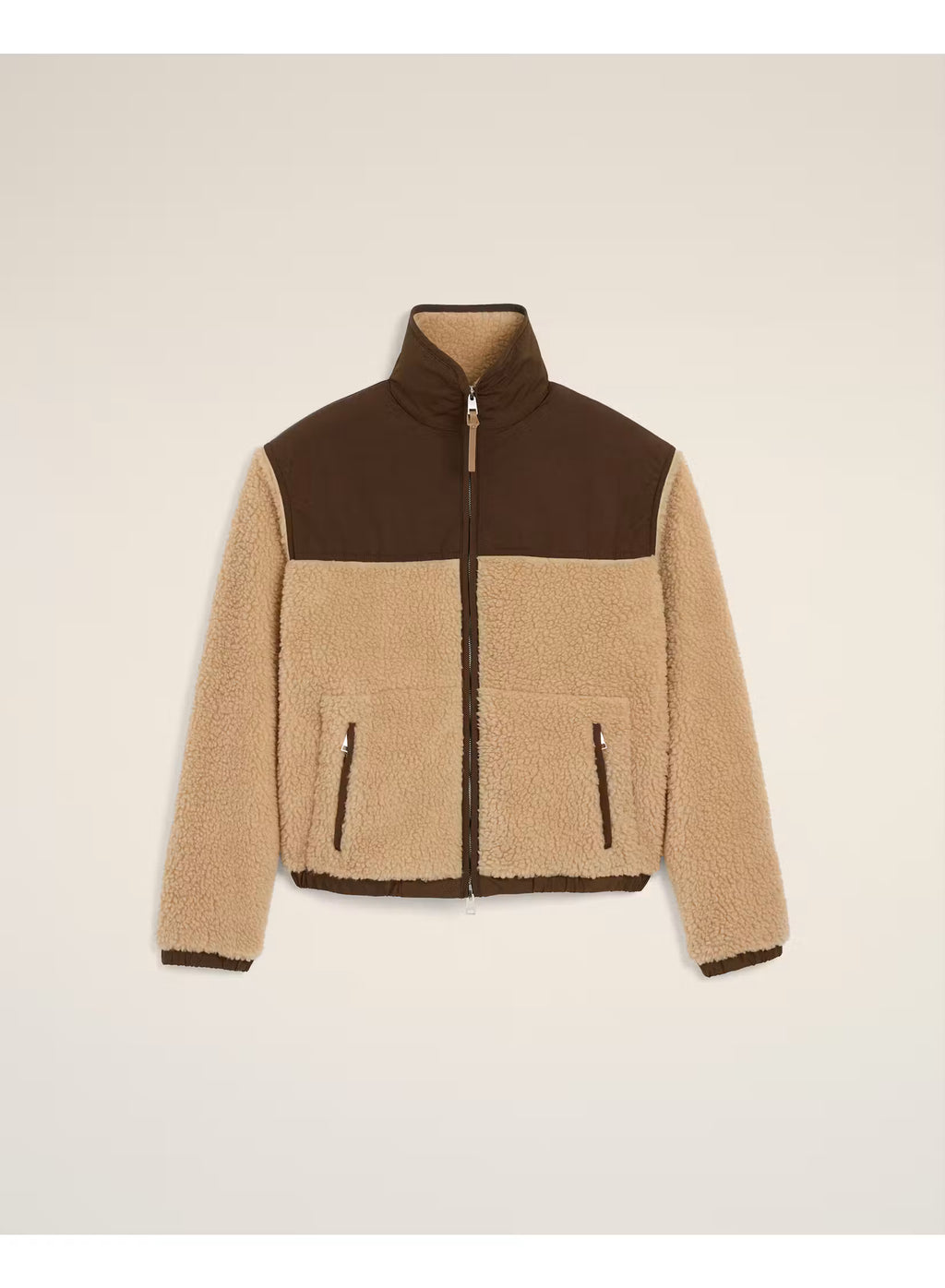 AMI - Veste Zippé avec détails Nylon Mastic Beige