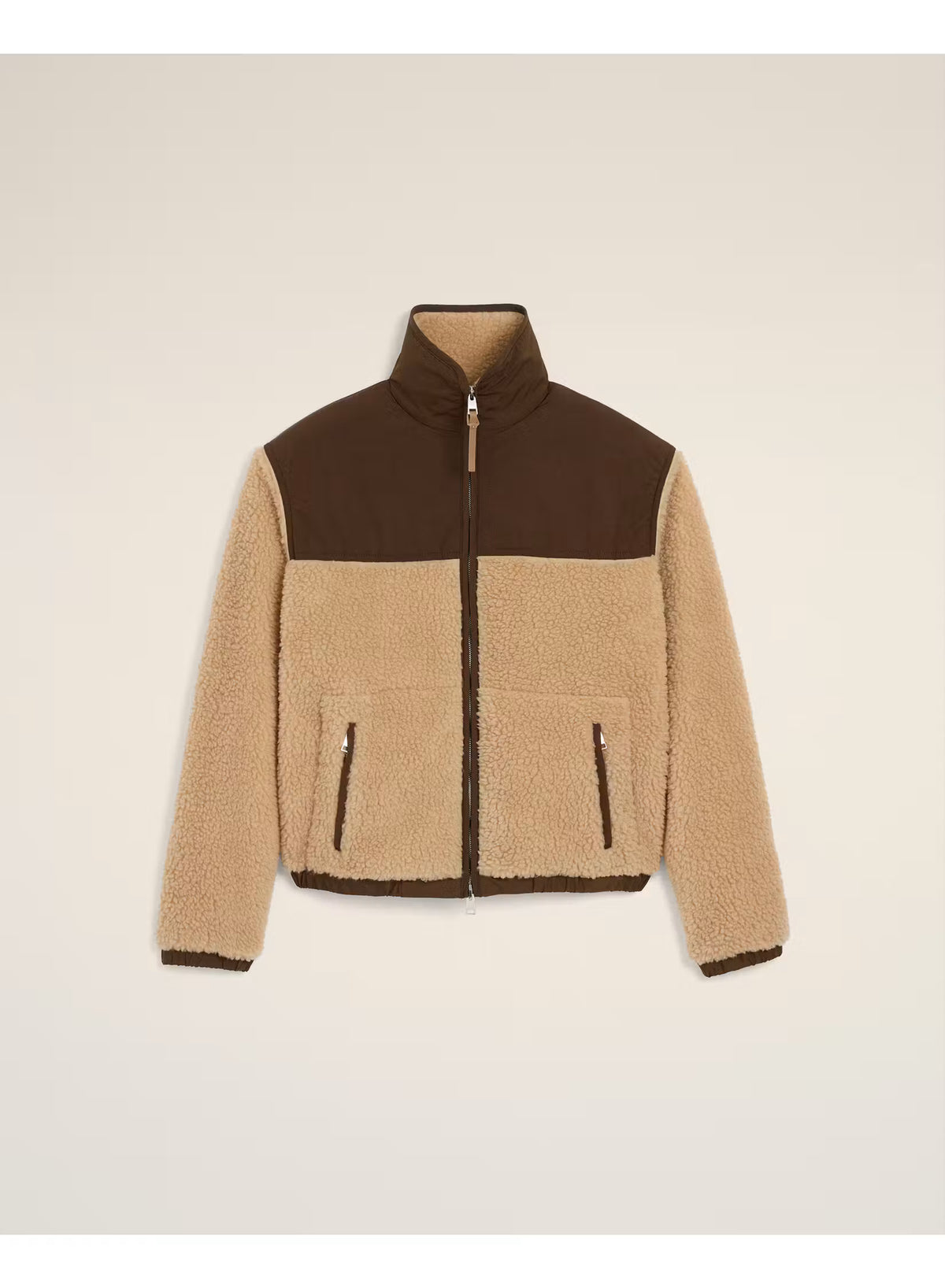 AMI - Veste Zippé avec détails Nylon Mastic Beige