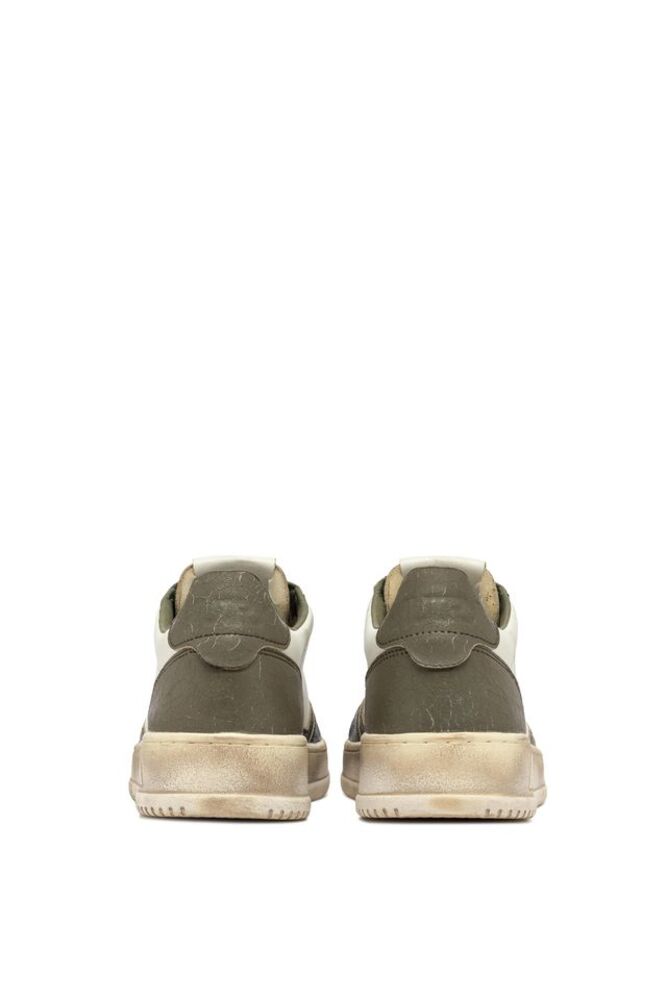 AUTRY - Basket Medalist Super Vintage cuir Blanc covert green et Noir