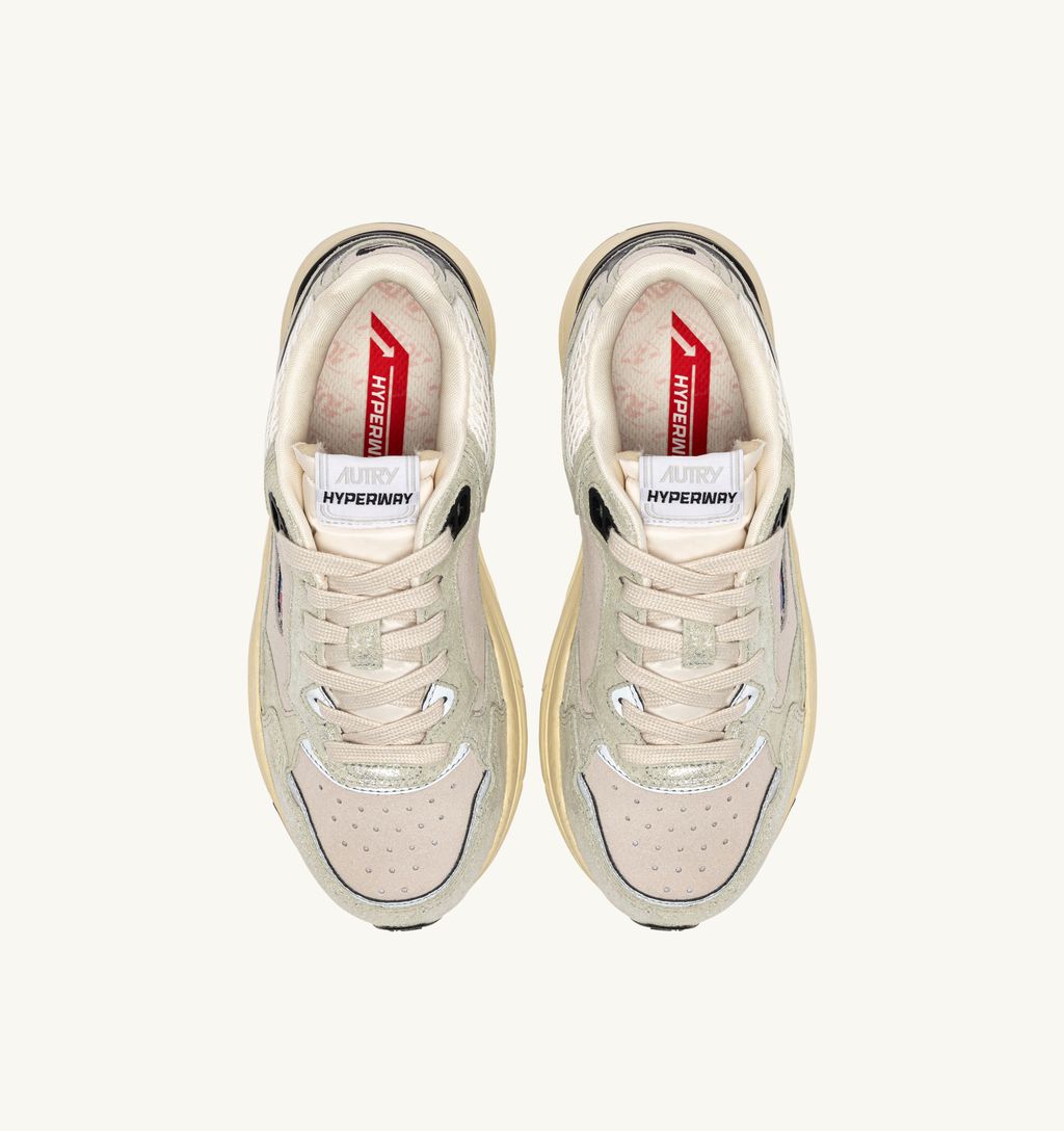 AUTRY - Basket Hyperway Laminé Suede White/silver