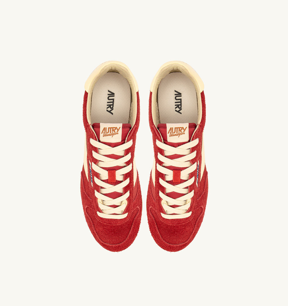 AUTRY - Basket Windspin en daim et cuir Imperial Red et rutabaga