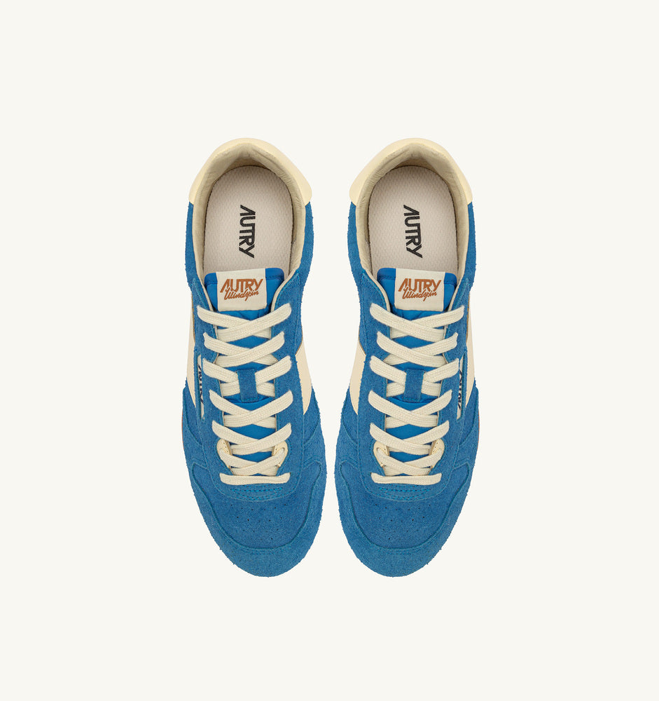 AUTRY - Basket Windspin en daim et cuir Blue Yatch et rutabaga