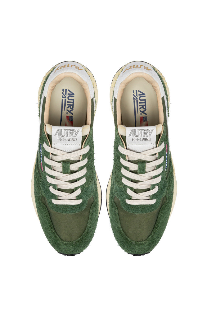 AUTRY - Basket Reelwind en daim et nylon vert