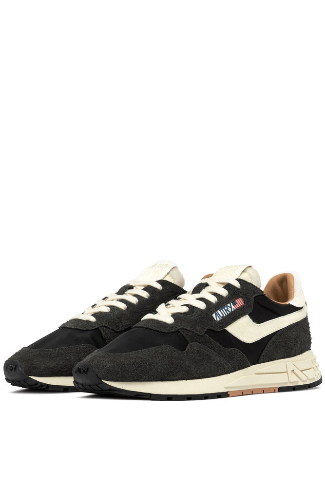 AUTRY - Basket Reelwind en daim et nylon noir et blanc