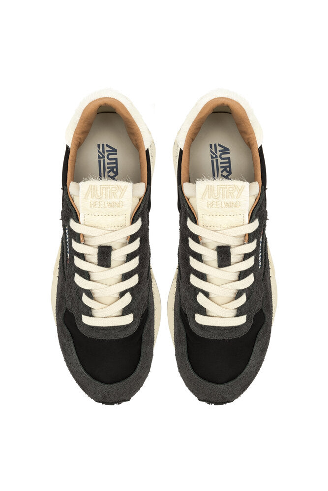 AUTRY - Basket Reelwind en daim et nylon noir et blanc