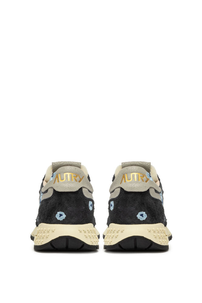 AUTRY - Basket Reelwind Flowers en nylon et daim bleu