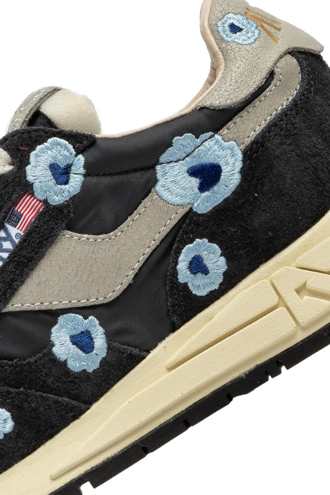 AUTRY - Basket Reelwind Flowers en nylon et daim bleu