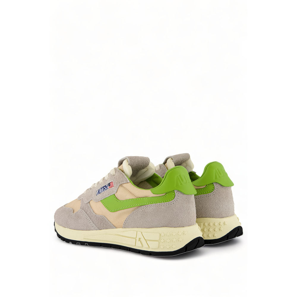 AUTRY - Basket Reelwind en daim et nylon beige et vert