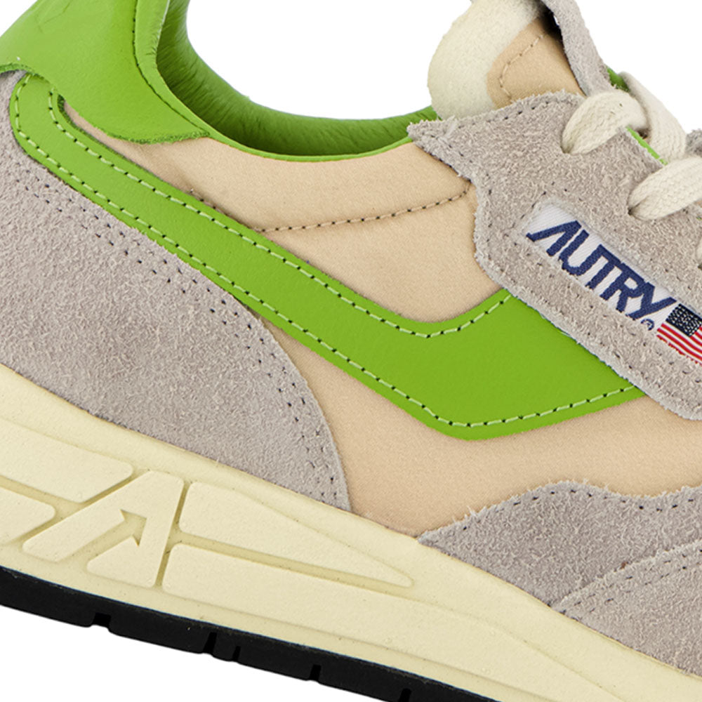 AUTRY - Basket Reelwind en daim et nylon beige et vert