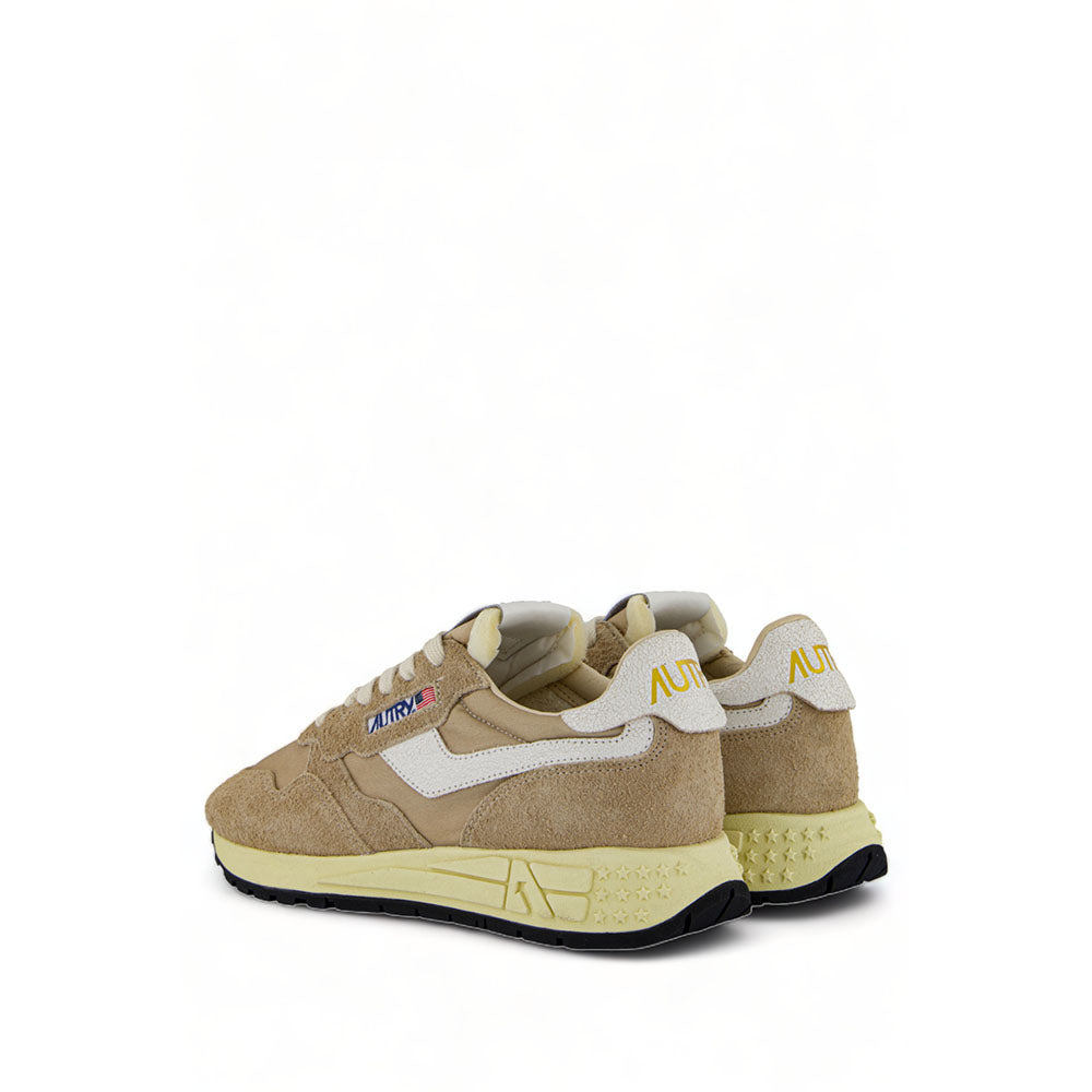 AUTRY - Basket Reelwind en daim et nylon pepper et blanc