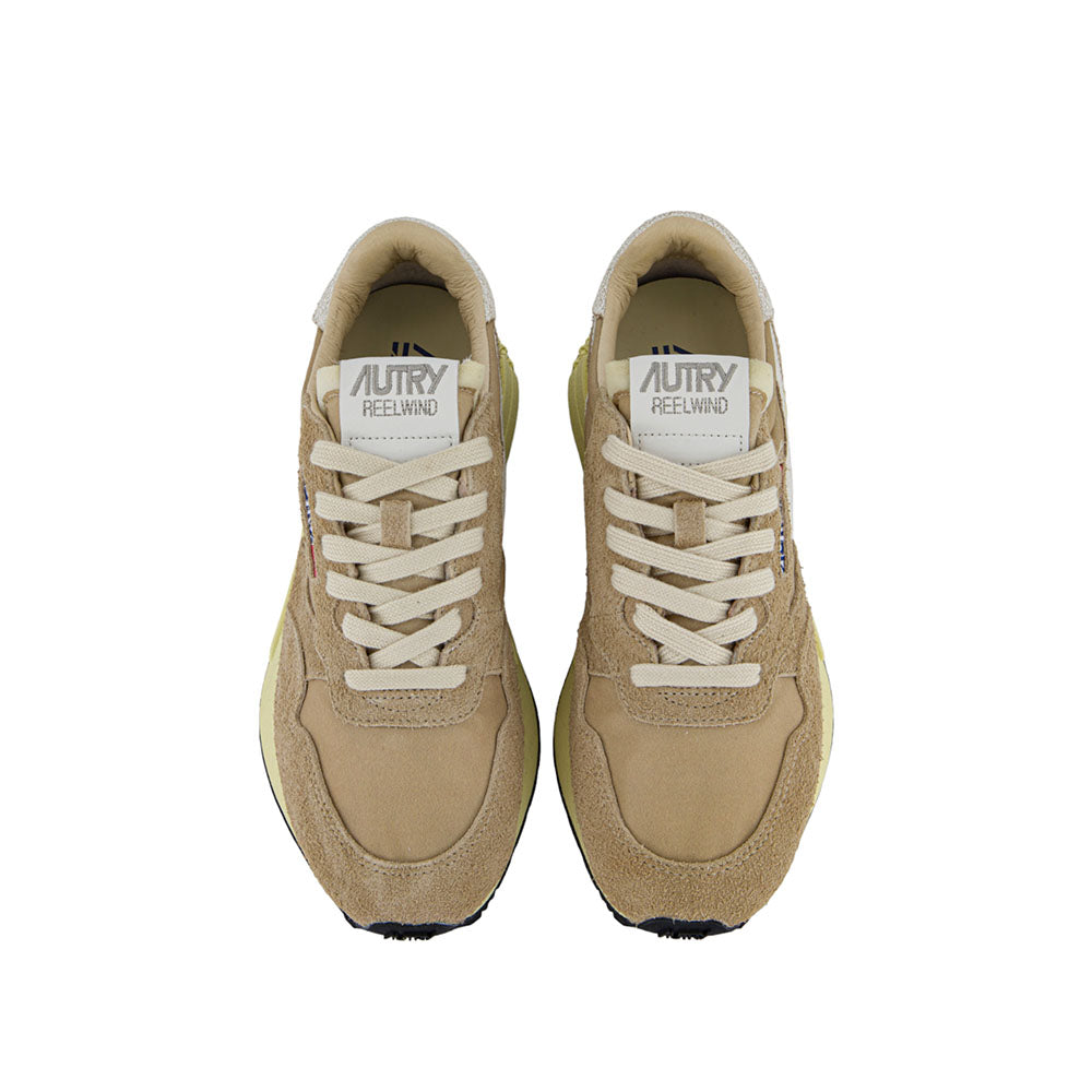 AUTRY - Basket Reelwind en daim et nylon pepper et blanc