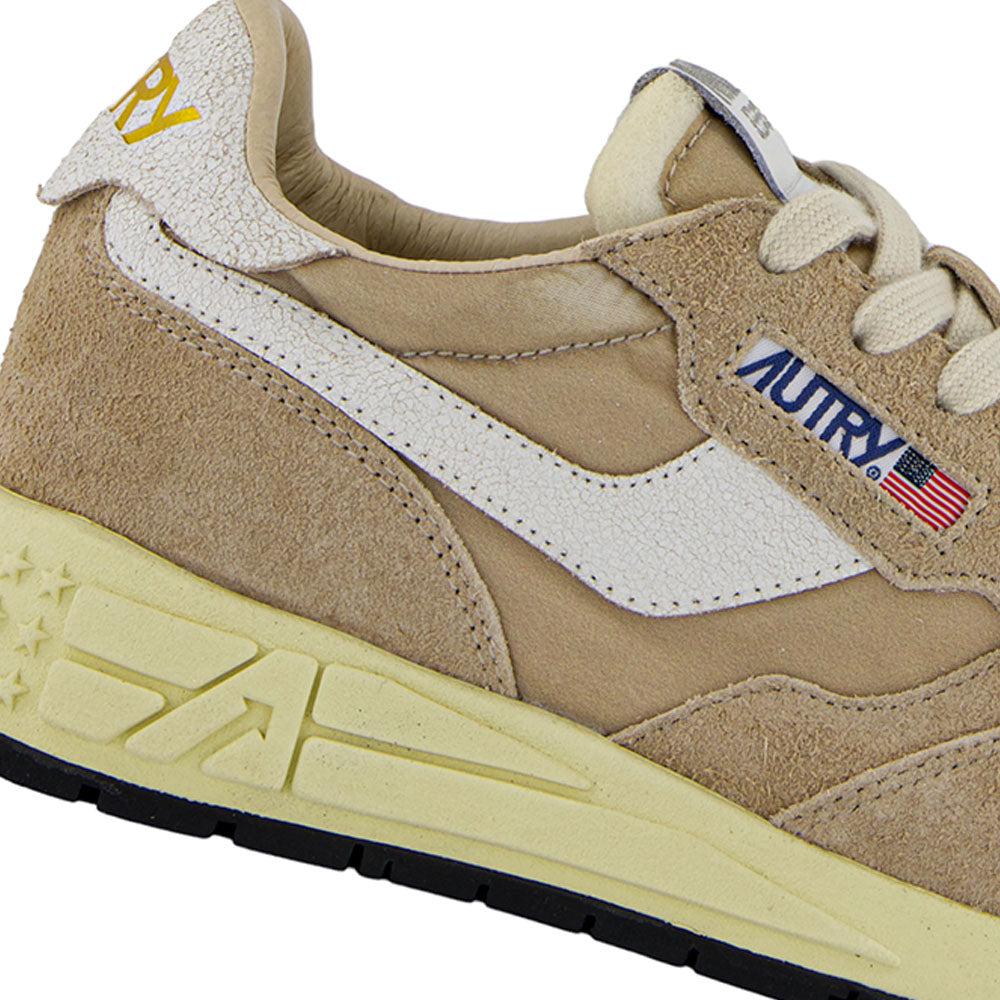 AUTRY - Basket Reelwind en daim et nylon pepper et blanc