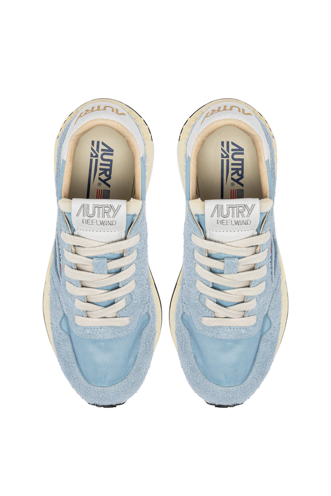 AUTRY - Basket Reelwind en daim et nylon Celestial Blue