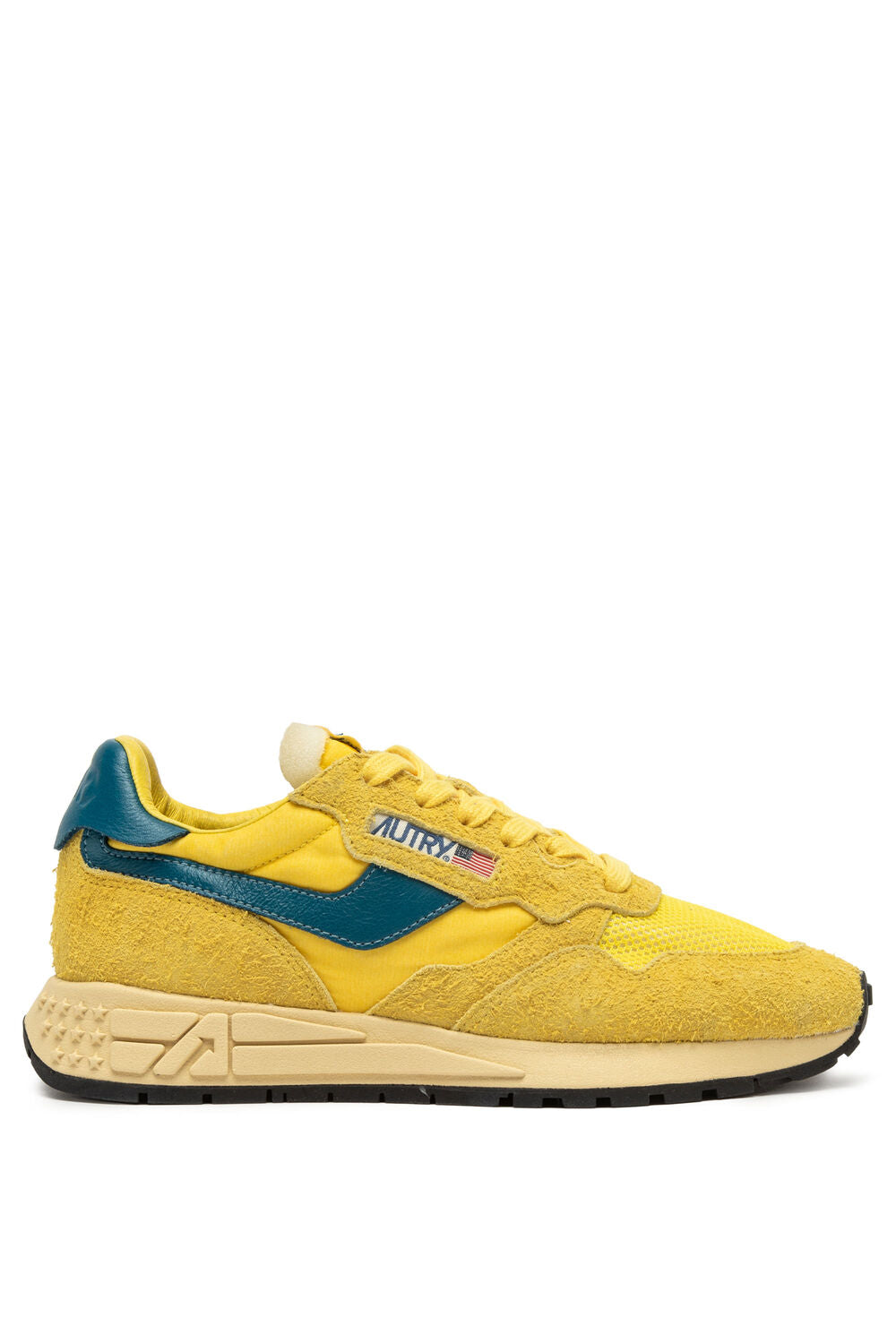 AUTRY - Basket Reelwind en daim et nylon / mesh yellow / Corsair