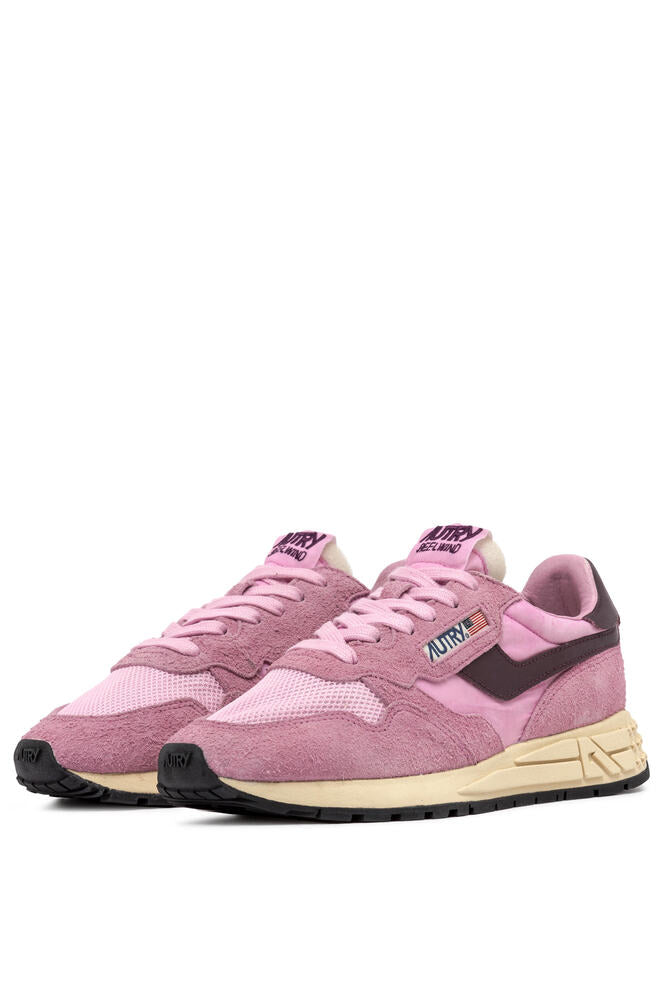 AUTRY - Basket Reelwind en daim et nylon / mesh roset et rose