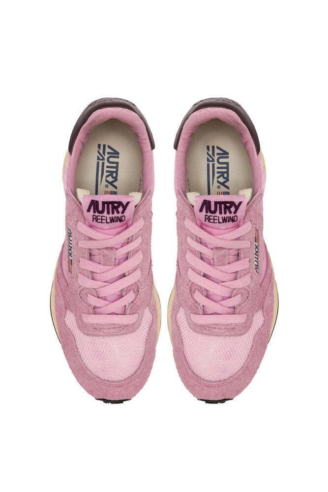 AUTRY - Basket Reelwind en daim et nylon / mesh roset et rose