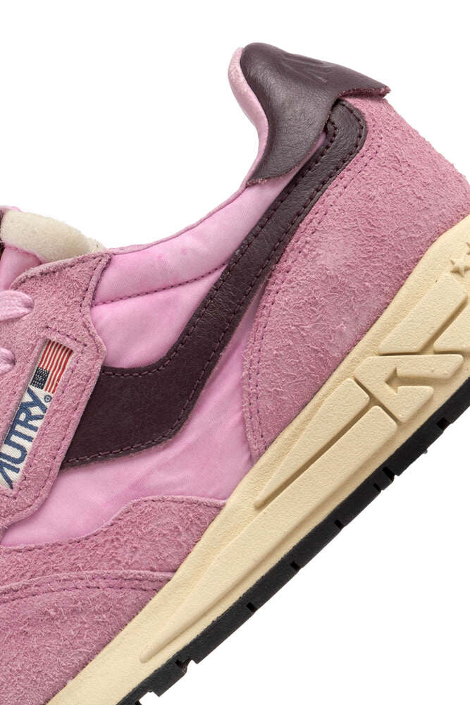 AUTRY - Basket Reelwind en daim et nylon / mesh roset et rose