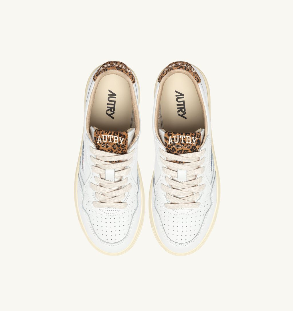 AUTRY - Basket Medalist Low cuir/polace White/leopardPrint