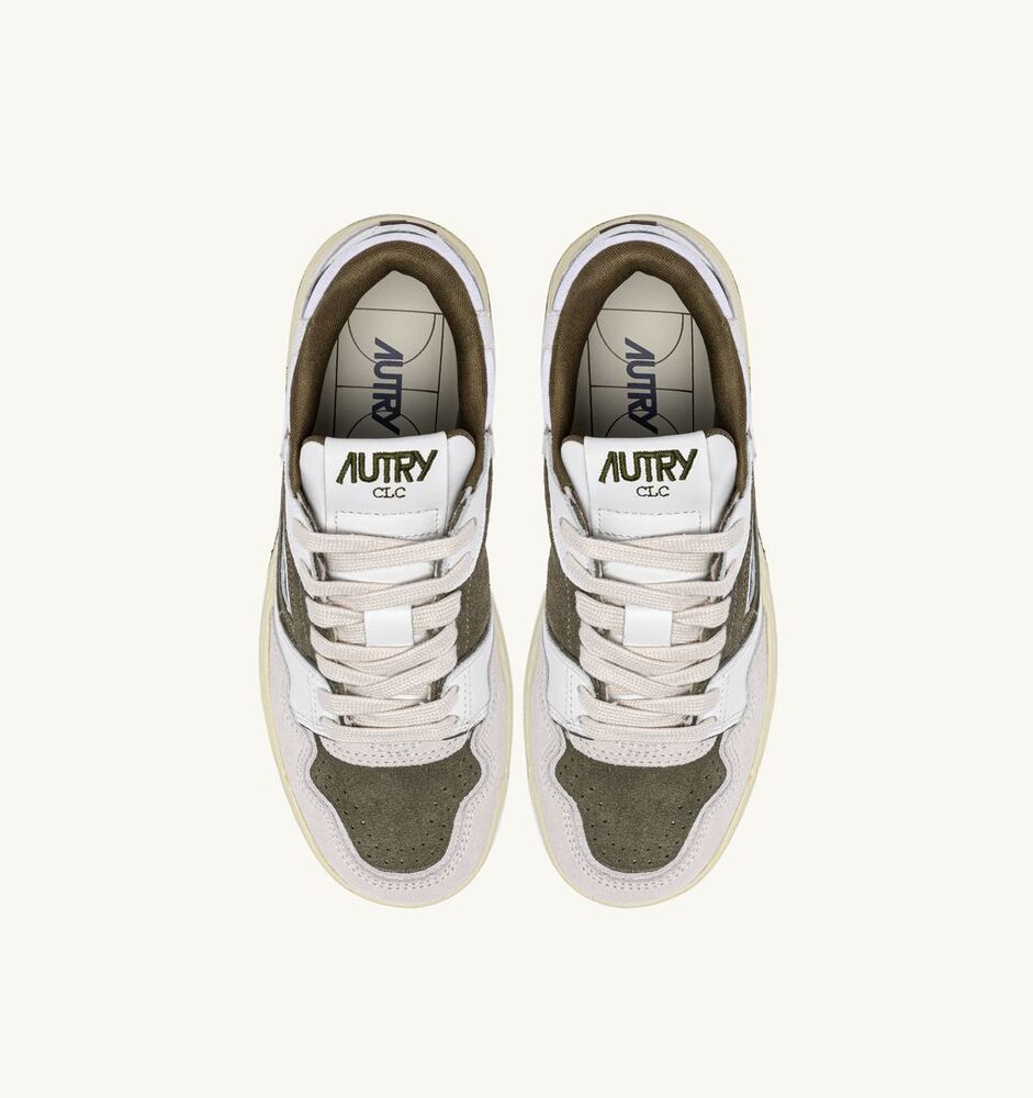 AUTRY – Basket CLC en cuir Blanc et Military