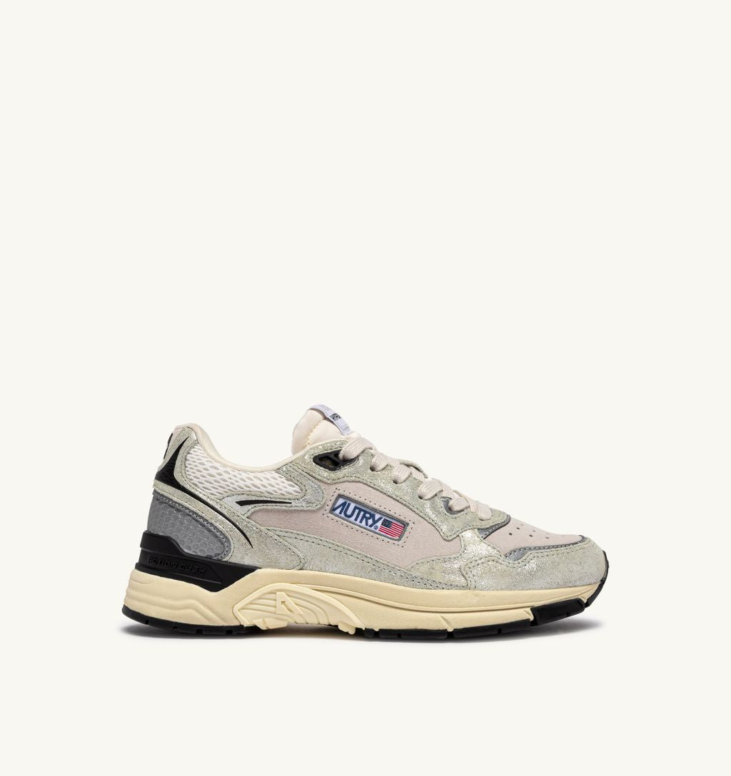 AUTRY - Basket Hyperway Laminé Suede White/silver