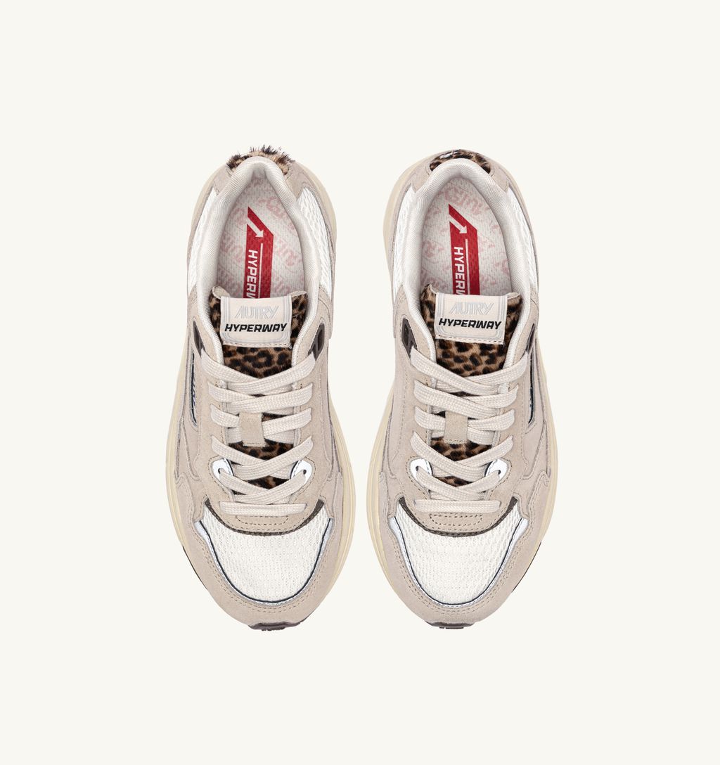 AUTRY - Basket Hyperway suede/Mesh/Pony Sand/Marshmallow/Leopard
