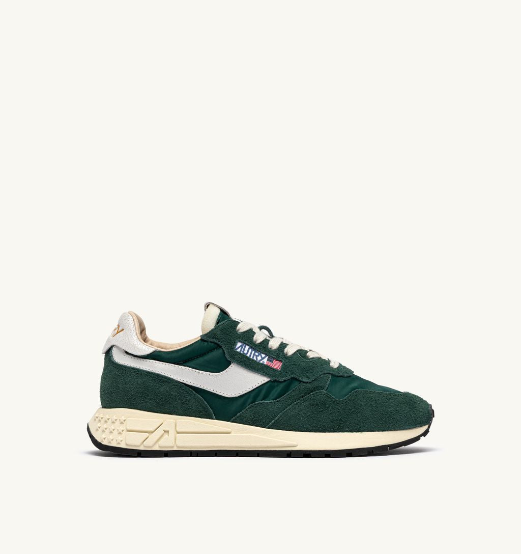 AUTRY - Basket Reelwind en nylon et daim Space Bottle Green