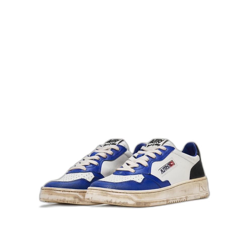 AUTRY - Basket Medalist Super Vintage cuir blanc / Bleu/Noir