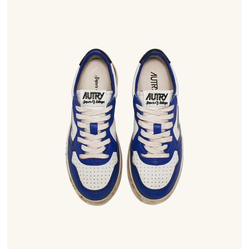 AUTRY - Basket Medalist Super Vintage cuir blanc / Bleu/Noir