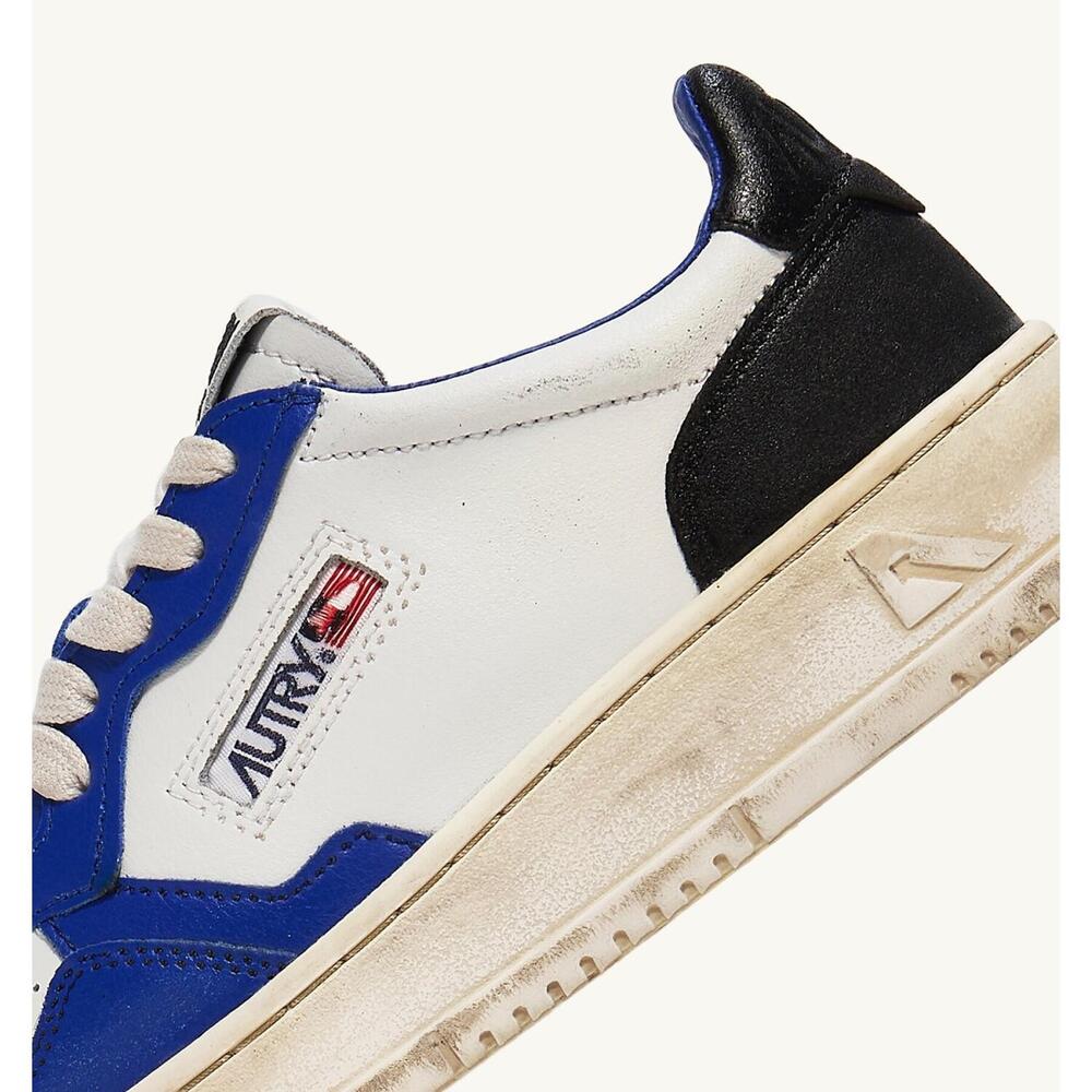AUTRY - Basket Medalist Super Vintage cuir blanc / Bleu/Noir