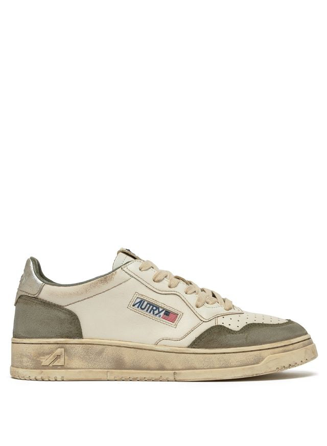 AUTRY - Basket Medalist Super Vintage Leather/suede Lizard/Silver