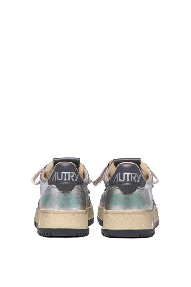 AUTRY - Basket Medalist Super Vintage en cuir Metalique Argent