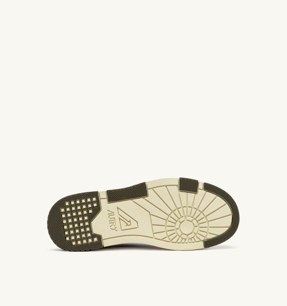 AUTRY – Basket CLC en cuir Blanc et Military