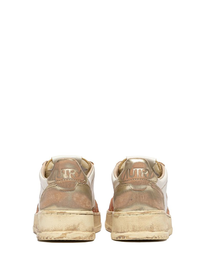 AUTRY - Basket Medalist Super Vintage en cuir Orange/platinium