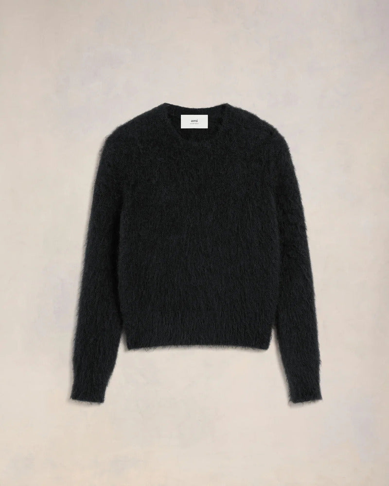 AMI - Pull en Alpaga Mohair brossé noir