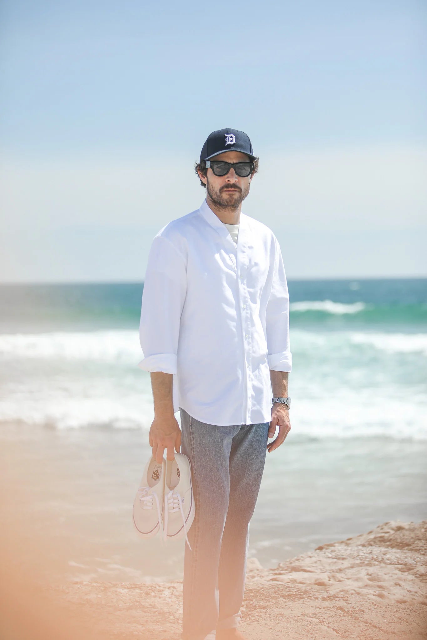 Drapeau Noir - Cardigan Shirt Oxford White
