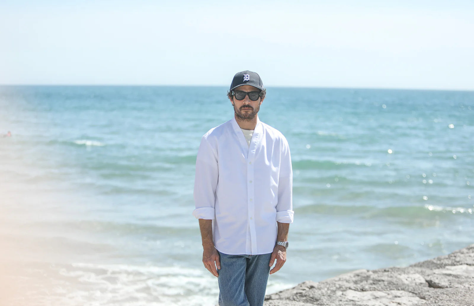 Drapeau Noir - Cardigan Shirt Oxford White