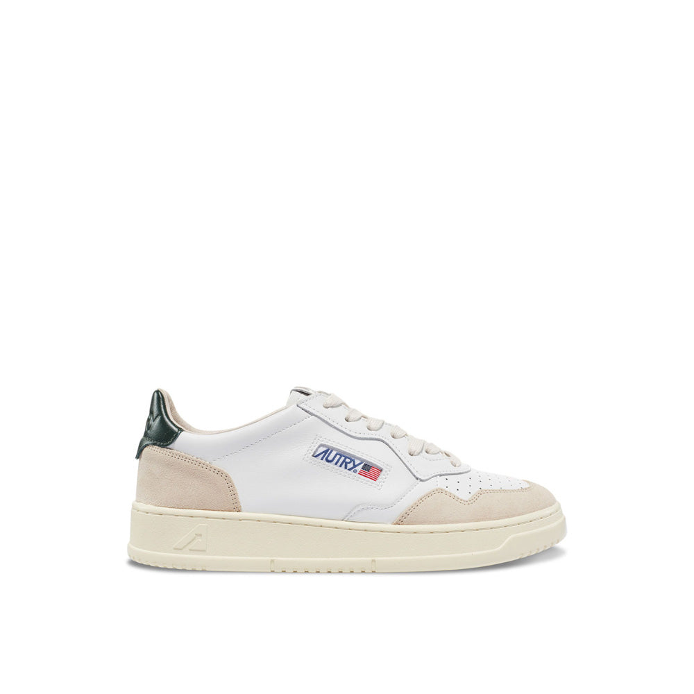 AUTRY - Basket Medalist Low cuir blanc / kaki mountain / daim beige