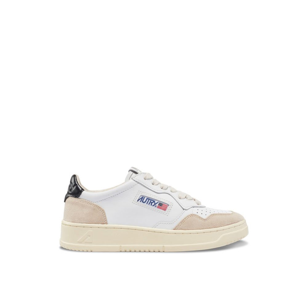 AUTRY - Basket Medalist Low cuir blanc / noir / daim beige